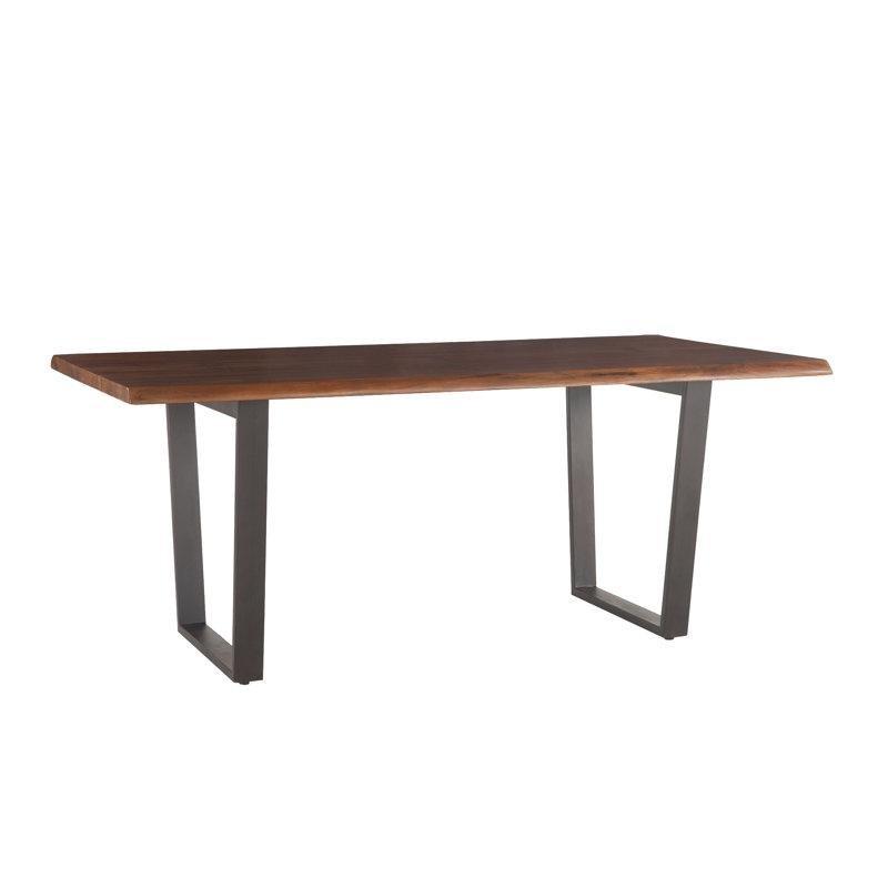 Akasya Masif Ahşap Üstlü Metal Ayaklı 72 cm Genişliğinde Kütük Yemek Masası - 87841