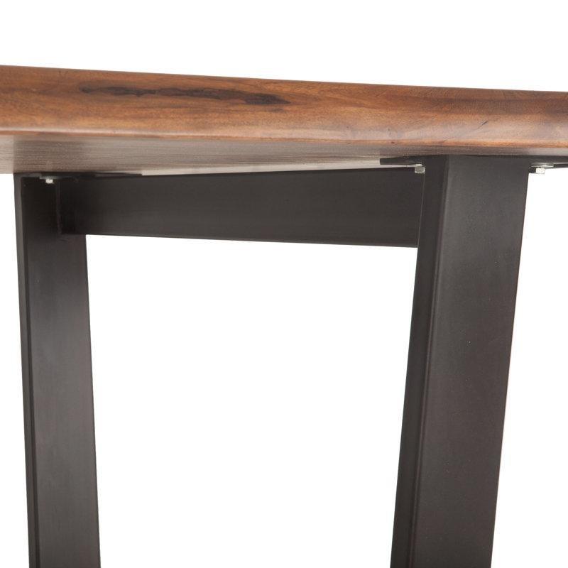Akasya Masif Ahşap Üstlü Metal Ayaklı 72 cm Genişliğinde Kütük Yemek Masası - 87841