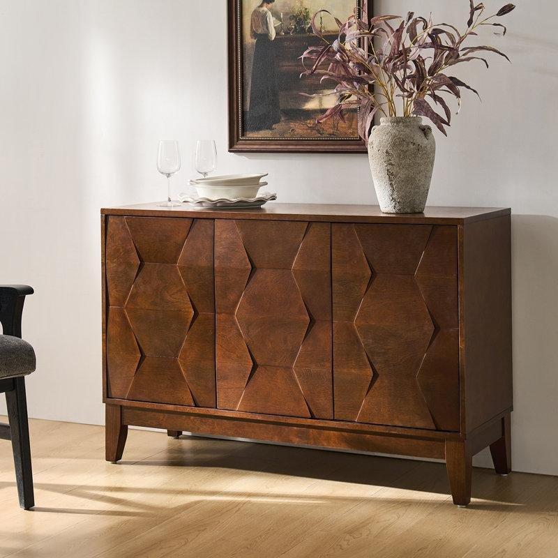 Altı Panelli Heksagonal Desenli Koyu Kahverengi Konsol Takımı 115 cm - 88441