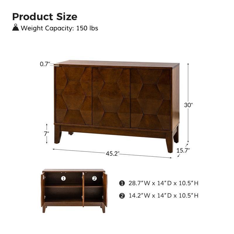 Altı Panelli Heksagonal Desenli Koyu Kahverengi Konsol Takımı 115 cm - 88441