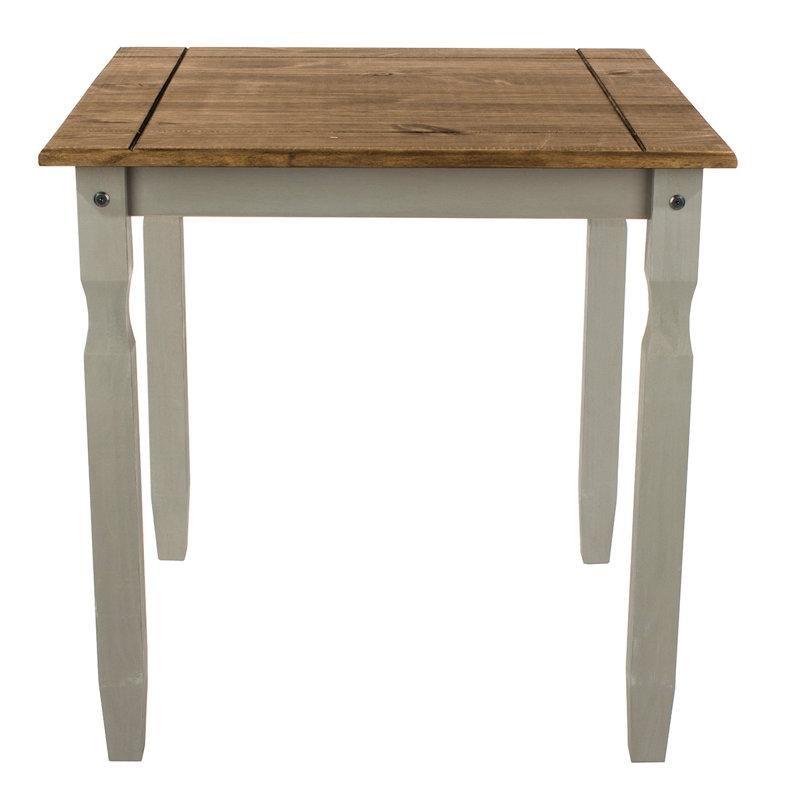 Antik Kahverengi Üstlü Gri Kare Yemek Masası 75x75 cm - 87619