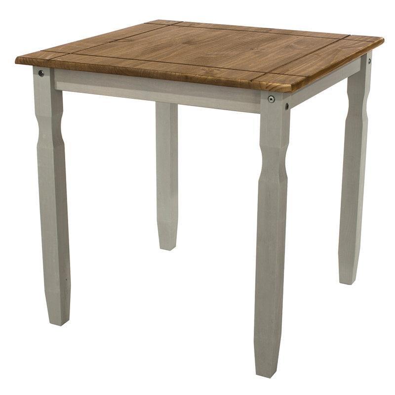 Antik Kahverengi Üstlü Gri Kare Yemek Masası 75x75 cm - 87619