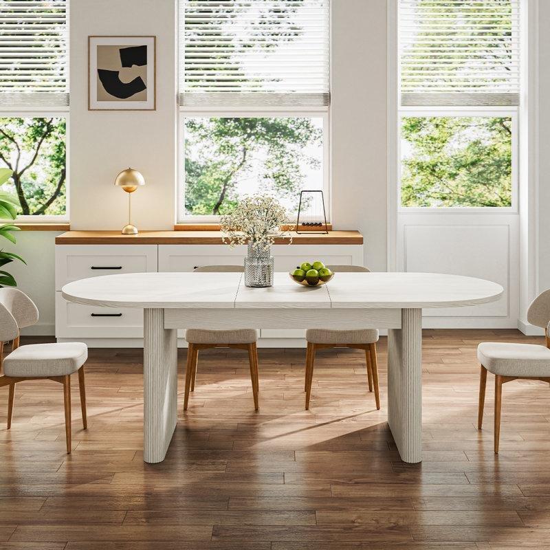Ash White Endüstriyel Ahşap Genişletilebilir Yemek Masası 160-200 cm - 87364