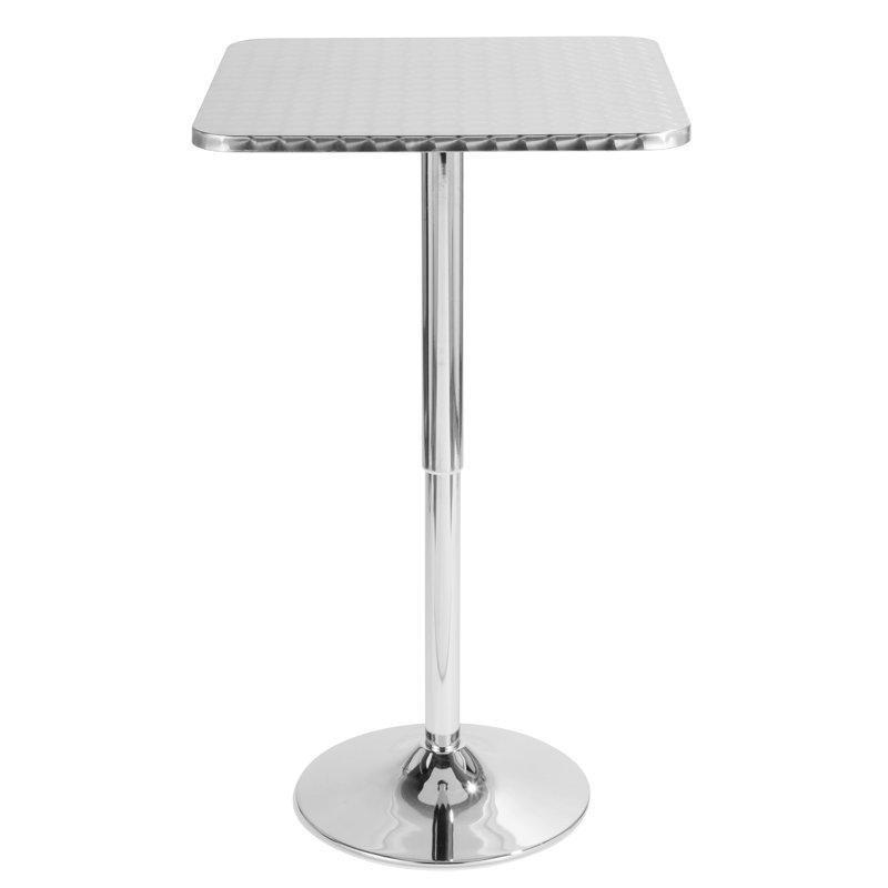 Ayarlanabilir Yükseklik Gümüş Metal Kare Yemek Masası 65 cm - 87604