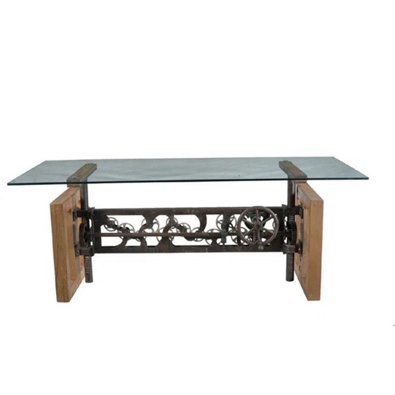 Ayarlanabilir Yükseklikli Cam Tablalı 8 Kişilik Yemek Masası 200x91 cm - 84187