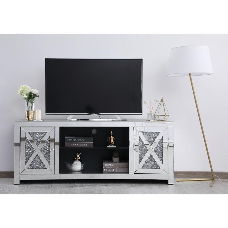 Aynalı Şömineli TV Ünitesi 150 cm Gri Endüstriyel Ahşap - 83071