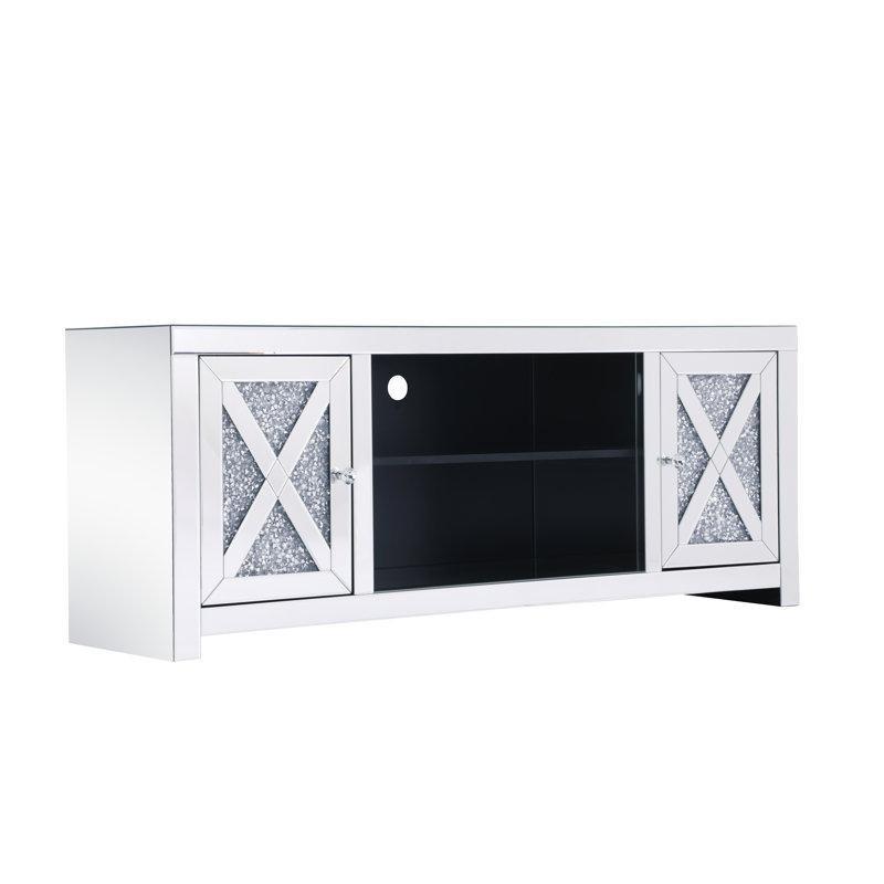 Aynalı Şömineli TV Ünitesi 150 cm Gri Endüstriyel Ahşap - 83071