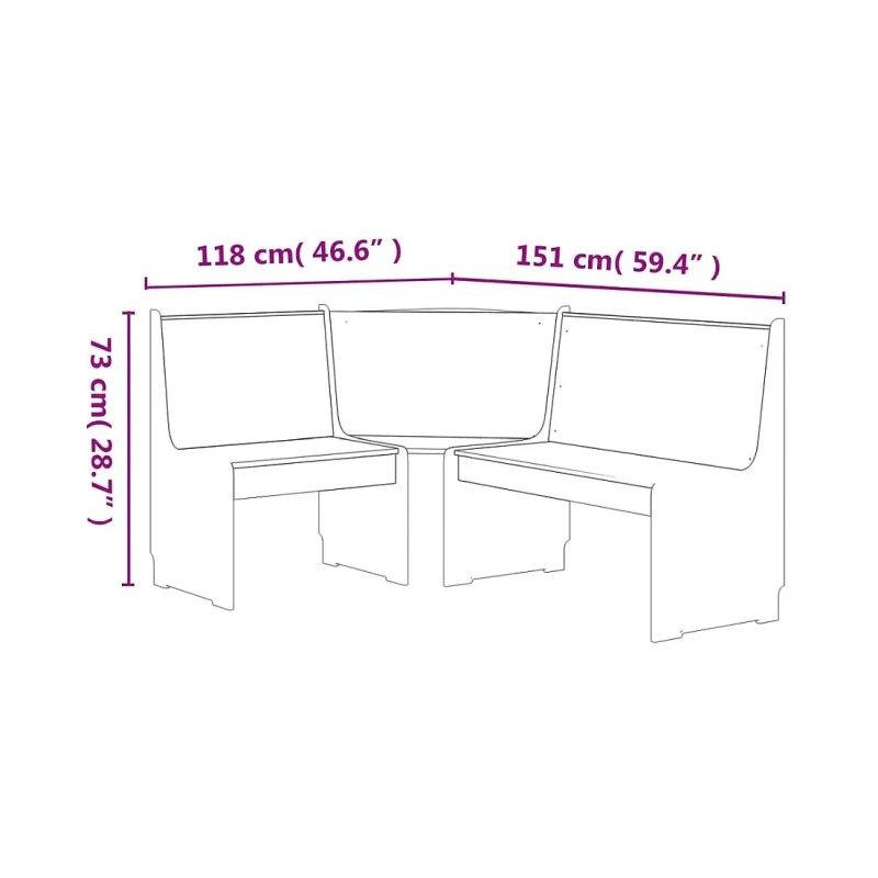 Bal Rengi ve Beyaz Masif Çam Ağacı Köşe Mutfak Masası Takımı 100x60 cm - 88540