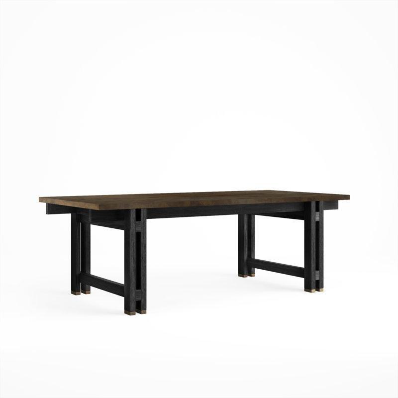 Banco Siyah Ayaklı Ceviz Rengi Pirinç Aksesuarlı Yemek Masası 224x107 cm - 87265