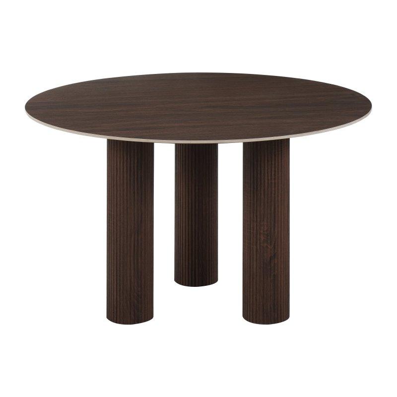 Beige Travertin Efektli Seramik Tablalı Yuvarlak Yemek Masası 120 cm - 83344