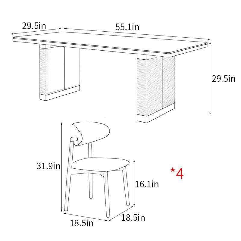 Bej Sinterlı Taş Tablalı Bohem Mutfak Masası 140x75x75 cm ve 4 Sandalye Seti - 85276.0