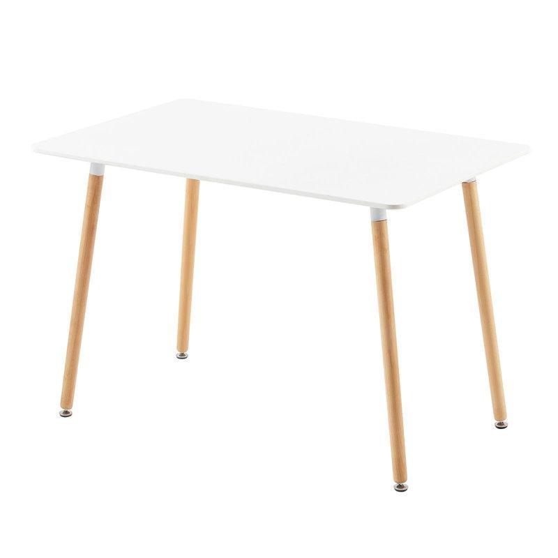 Beyaz Akrilik Yüzeyli Kahverengi Endüstriyel Ahşap Ayaklı Yemek Masası 121x80 cm - 87334