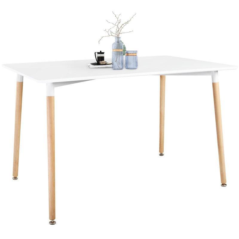 Beyaz Akrilik Yüzeyli Kahverengi Endüstriyel Ahşap Ayaklı Yemek Masası 121x80 cm - 87334