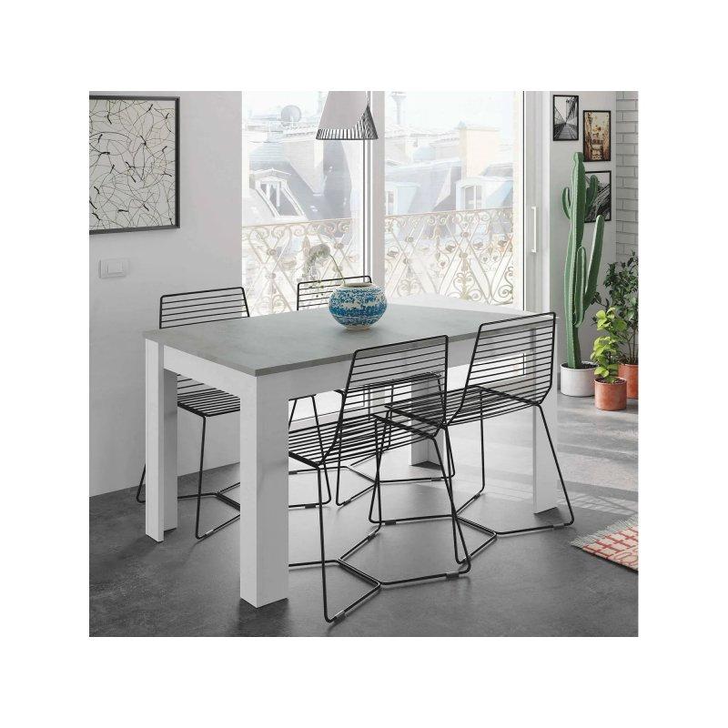 Beyaz Ayaklı Çimento Renkli Açılır Yemek Masası 140-190x90 cm - 83326