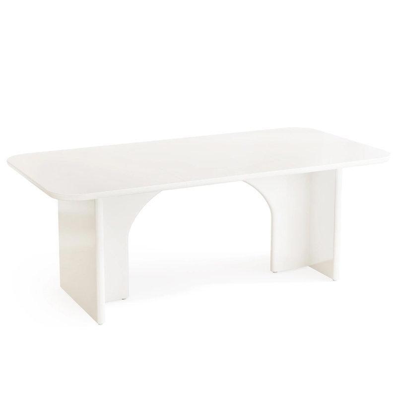 Beyaz Endüstriyel Ahşap 6 Kişilik Yemek Masası 160x80 cm Yuvarlak Köşeli Tasarım - 84082