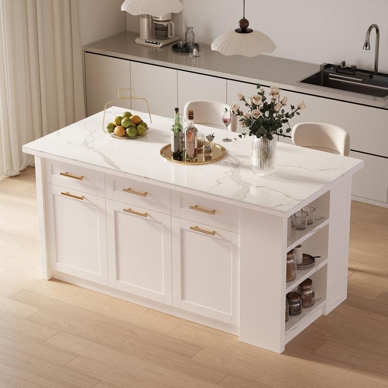 Beyaz Endüstriyel Ahşap Dolaplı Yemek Masası 183 cm - 86179