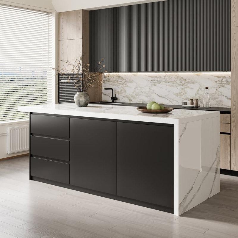 Beyaz Endüstriyel Ahşap Dolaplı Yemek Masası 183 cm - 86248