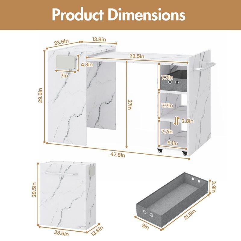 Beyaz Endüstriyel Ahşap Katlanır Genişletilebilir Yemek Masası 121 cm - 86341