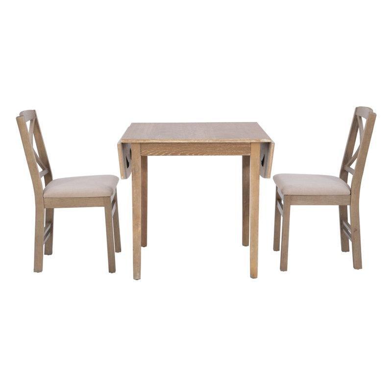 Beyaz Endüstriyel Ahşap Katlanır Küçük Mutfak Masası 122 cm ile 2 Sandalyeli Set - 85525.0