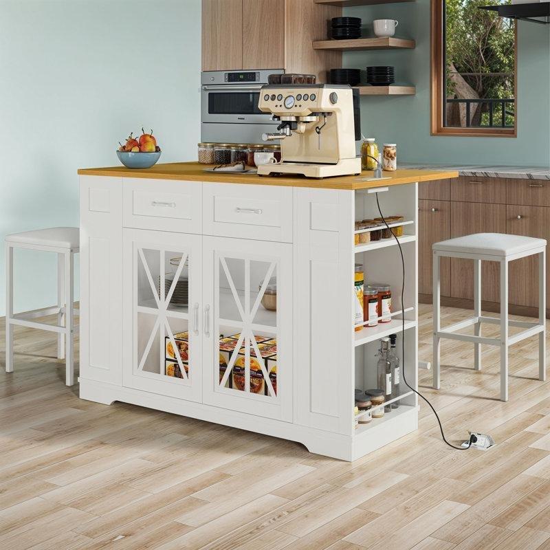 Beyaz Endüstriyel Ahşap Katlanır Yapraklı Dolaplı Yemek Masası 120 cm - 86161