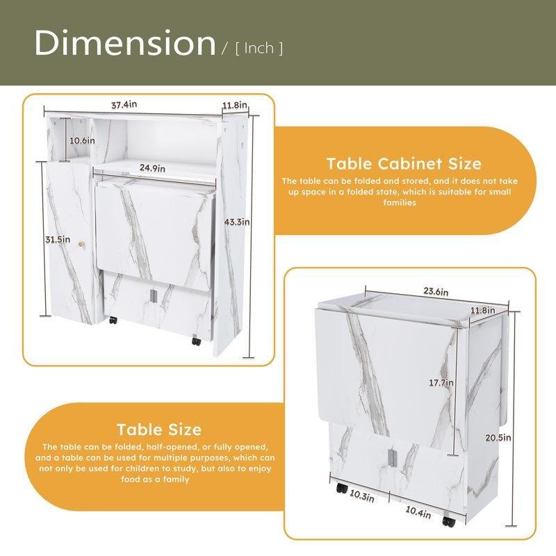 Beyaz Endüstriyel Ahşap Katlanır Yemek Masası 110x95x109 cm - 86356