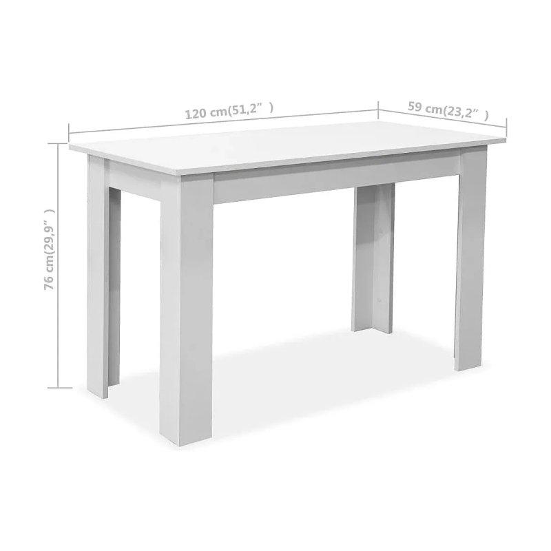 Beyaz Endüstriyel Ahşap Mutfak Masası 120x59x76 cm ve 2 Benchli Yemek Seti - 88621