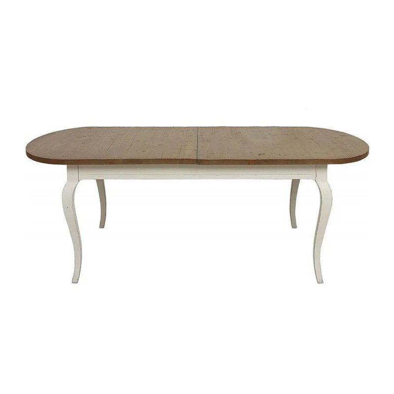 Beyaz Endüstriyel Ahşap Oval Açılır Yemek Masası 216x120 cm - 83242