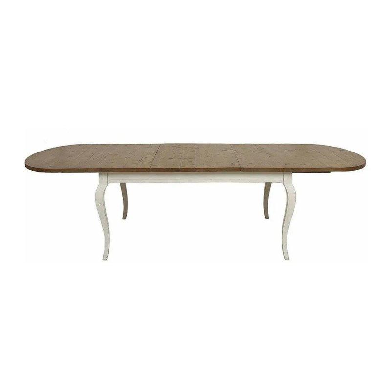 Beyaz Endüstriyel Ahşap Oval Açılır Yemek Masası 216x120 cm - 83242