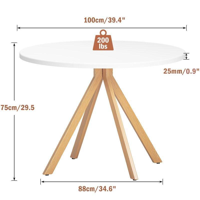 Beyaz Endüstriyel Ahşap Yuvarlak Yemek Masası 100 cm Çapında - 83746