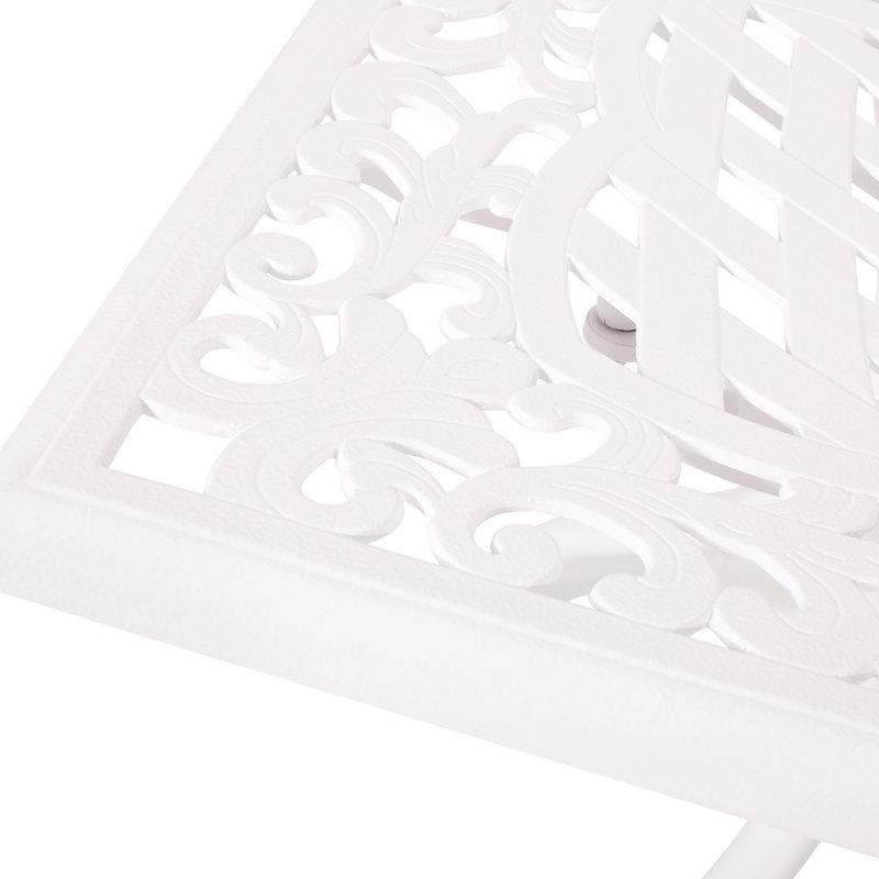 Beyaz Ferforje Yemek Masası 170x95 cm Şemsiye Delikli Çiçek Desenli - 86857