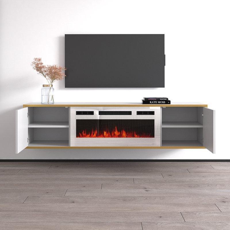 Beyaz Gold Şömineli TV Ünitesi 165 cm - 83107