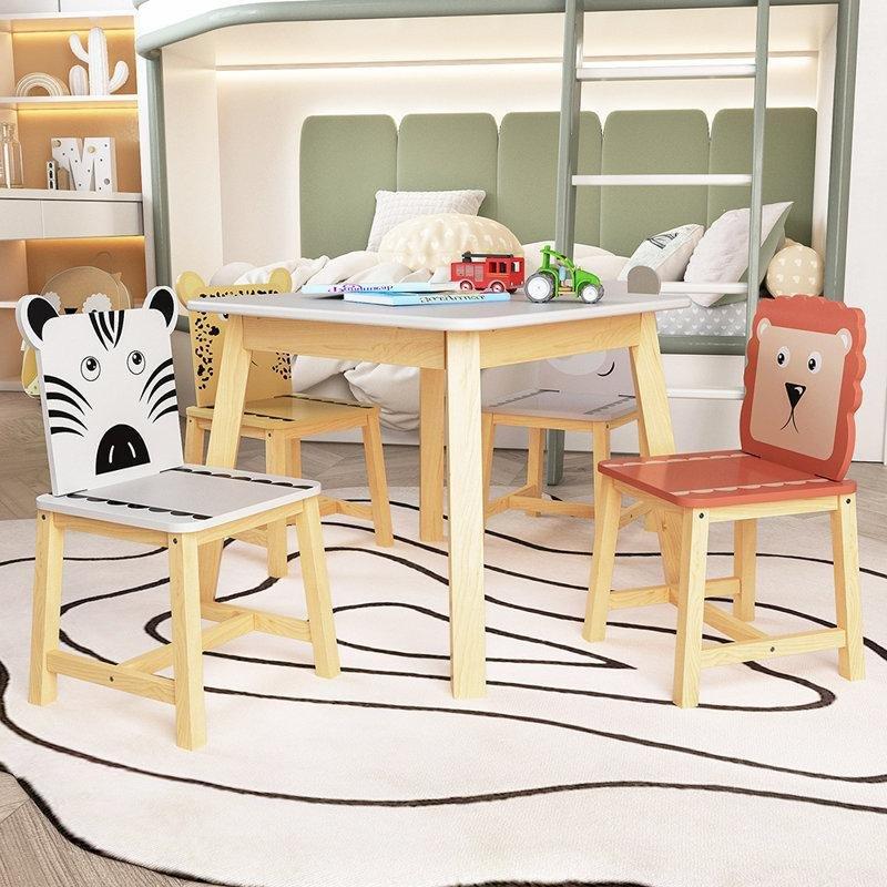 Beyaz Kare Çocuk Yemek Masası ve Dört Sandalyeli Aktivite Seti - 86611
