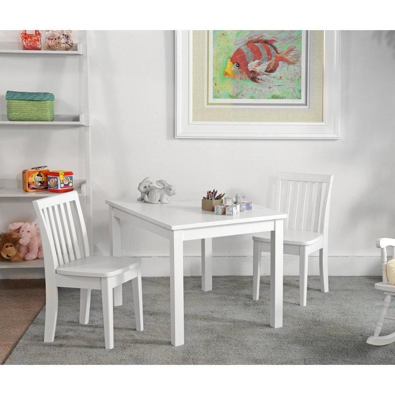 Beyaz Masif Ahşap Çocuk Yemek Masası ve Sandalye Seti 3 Parça - 86596