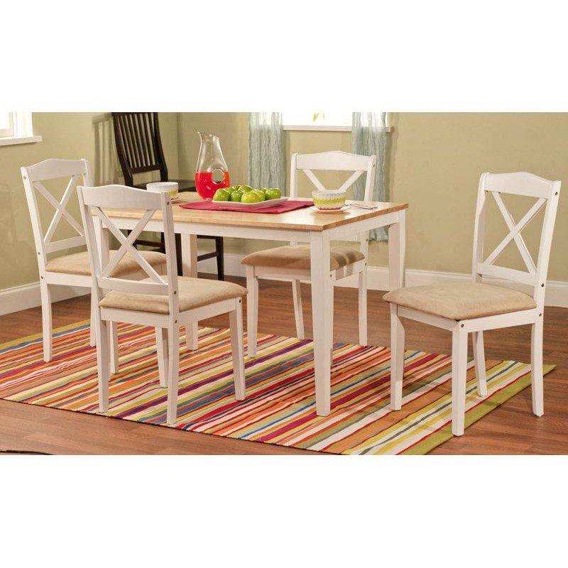 Beyaz Masif Ahşap Dört Kişilik Mutfak Masası Takımı 114x73 cm - 85681.0