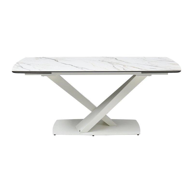 Beyaz Mermer Desenli Cam Seramik Açılır Yemek Masası 220 cm - 83203