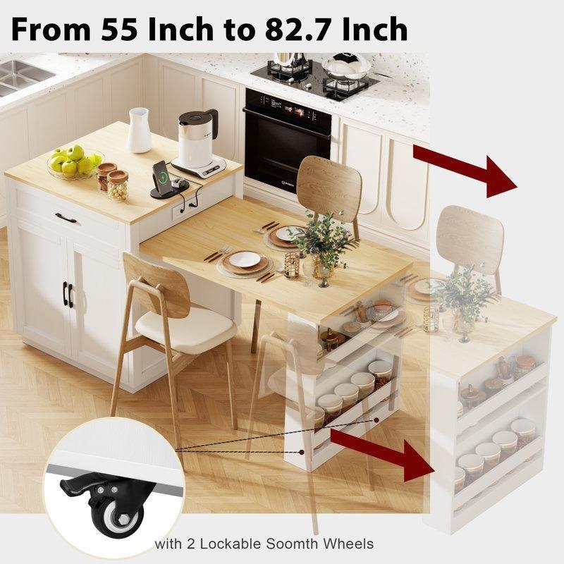 Beyaz Mermer Desenli Genişletilebilir Dolaplı Yemek Masası 140 cm - 86152
