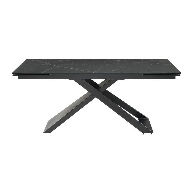 Beyaz Mermer Desenli Gold Detaylı Seramik Açılır Yemek Masası 180-260 cm - 83224