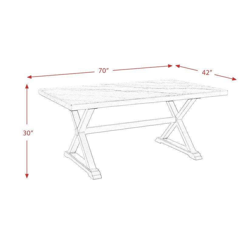 Beyaz Mermerli Dikdörtgen Yemek Masası 178 cm Espresso Trestle Tabanı - 84889