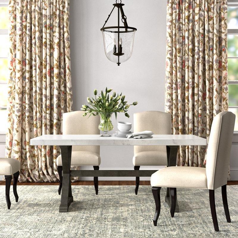 Beyaz Mermerli Dikdörtgen Yemek Masası 178 cm Espresso Trestle Tabanı - 84889 Beyaz Mermerli Dikdörtgen Yemek Masası 178 cm Espresso Trestle Tabanı - 84889