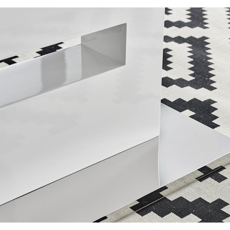 Beyaz Parlak Endüstriyel Ahşap Açılır Yemek Masası 160-200 cm - 83554