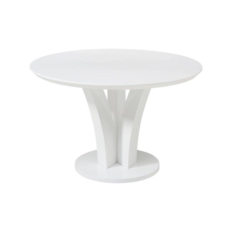 Beyaz Parlak MDF Yuvarlak Yemek Masası 120x75 cm - 83350