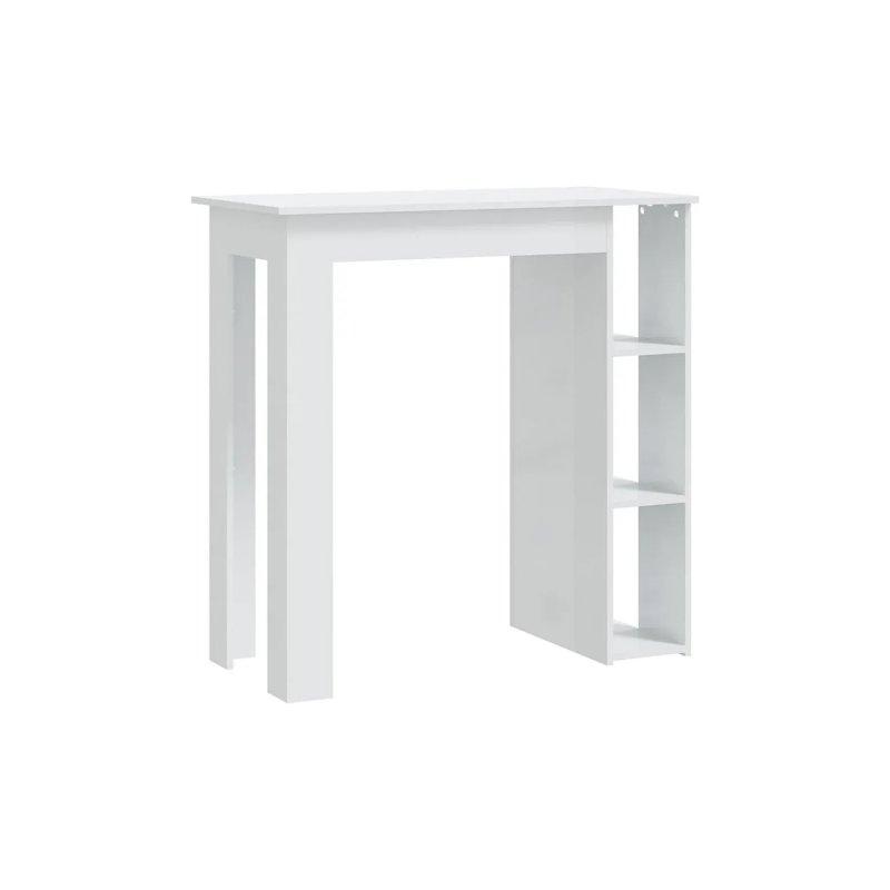Beyaz Parlak Raflı Bar Masası 102x50x103.5 cm Agglomere - 88633