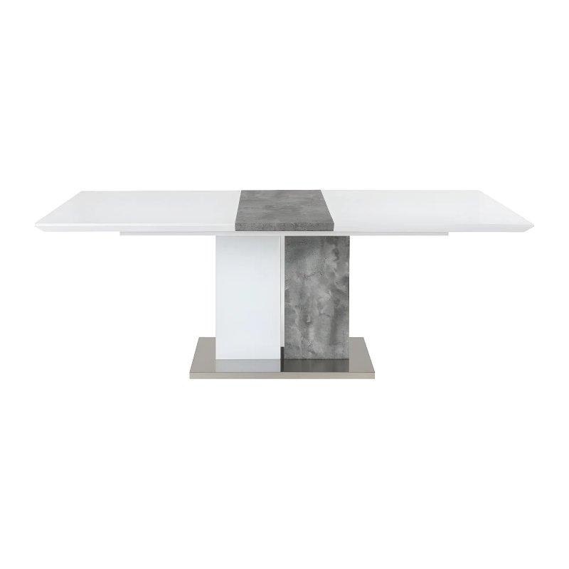 Beyaz Parlak ve Beton Görünümlü Açılır Yemek Masası 160 cm - 83332