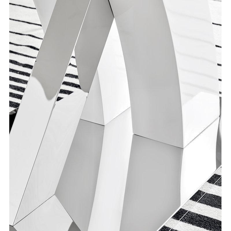 Beyaz Parlak Yüzeyli Chrome Metal Ayaklı 6 Kişilik Yemek Masası 160x90 cm - 84094
