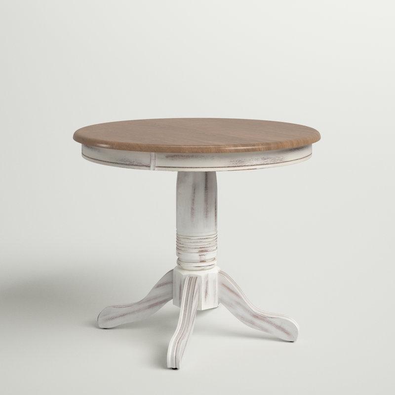 Beyaz Pedestal Tabanlı Burlap Renkli Yuvarlak Yemek Masası 91 cm - 84310