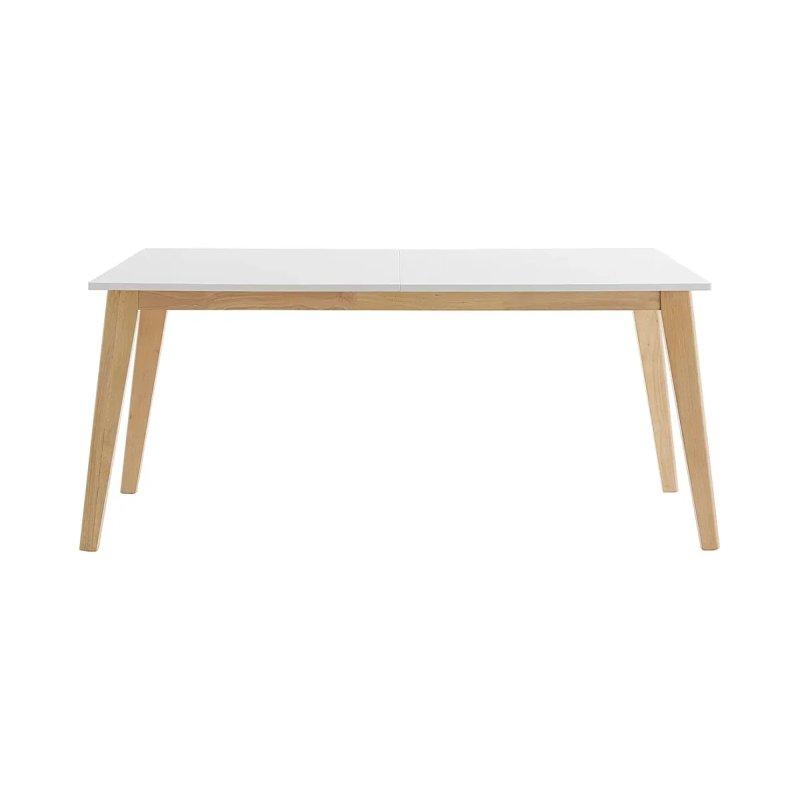 Beyaz Plateau ve Açık Ahşap Ayaklı Genişletilebilir Dikdörtgen Yemek Masası 160-205 cm - 87154