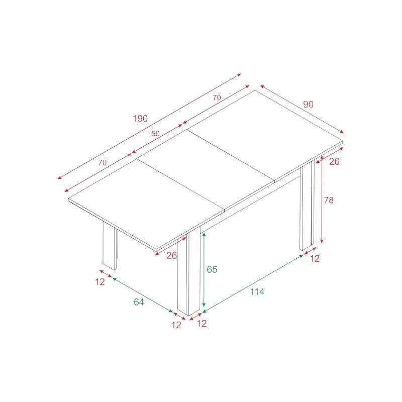 Beyaz Renk Açılır Yemek Masası 140-190 cm - 83284