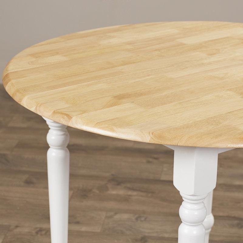 Beyaz Rubberwood Katlanır Mutfak Masası 4 Sandalyeli Yuvarlak Açılır Yemek Seti - 85348.0