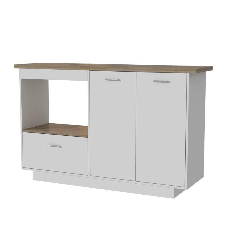 Beyaz Tabanlı Açılır Çalışma Yüzeyli Dolaplı Yemek Masası 150x91 cm - 86158