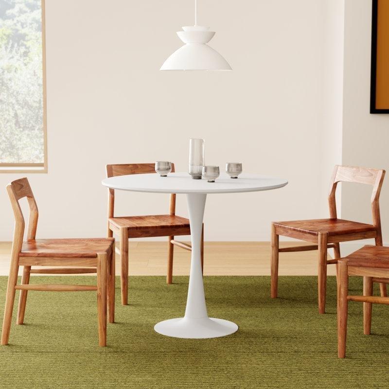 Beyaz Yemek Masası Yuvarlak Pedestal Tasarım 91 cm - 84307